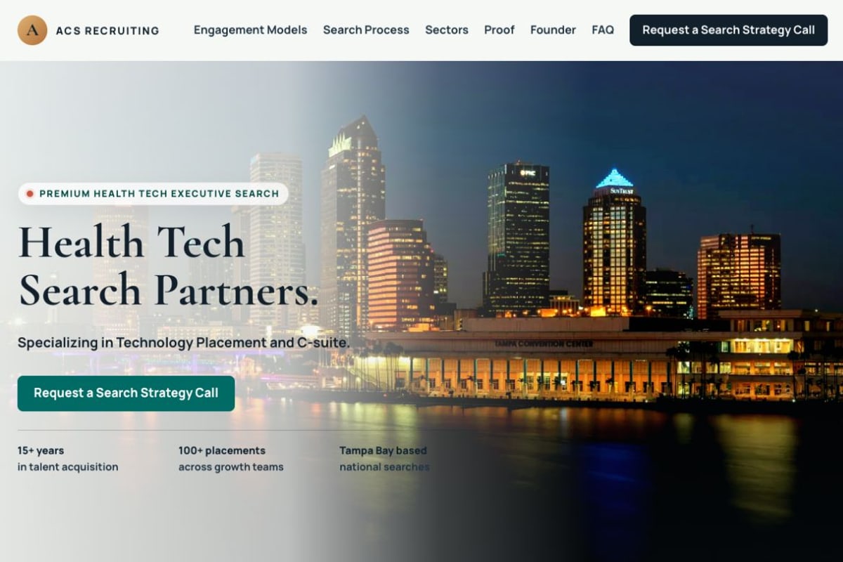 Screenshot of the current ACS Recruiting website homepage